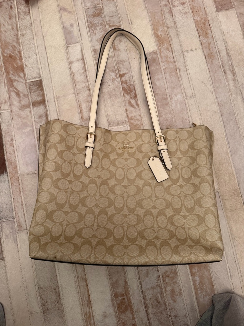 Coach Khaki and Chalk Signature Canvas Tote